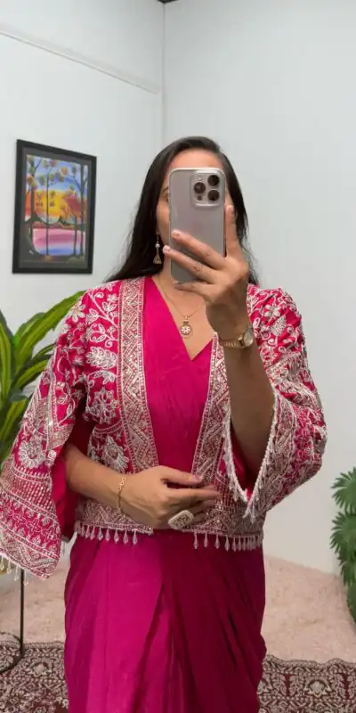 Pink Chinnon Fully Embroidery Koti Saree | Sarees, Bollywood Sarees, Creative Sarees, Designer Sarees, Embroidered Sarees, Ethnic Saree, Modern Digital sarees, Party Wear Sarees