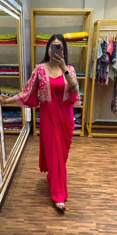 Pink Chinnon Fully Embroidery Koti Saree | Sarees, Bollywood Sarees, Creative Sarees, Designer Sarees, Embroidered Sarees, Ethnic Saree, Modern Digital sarees, Party Wear Sarees