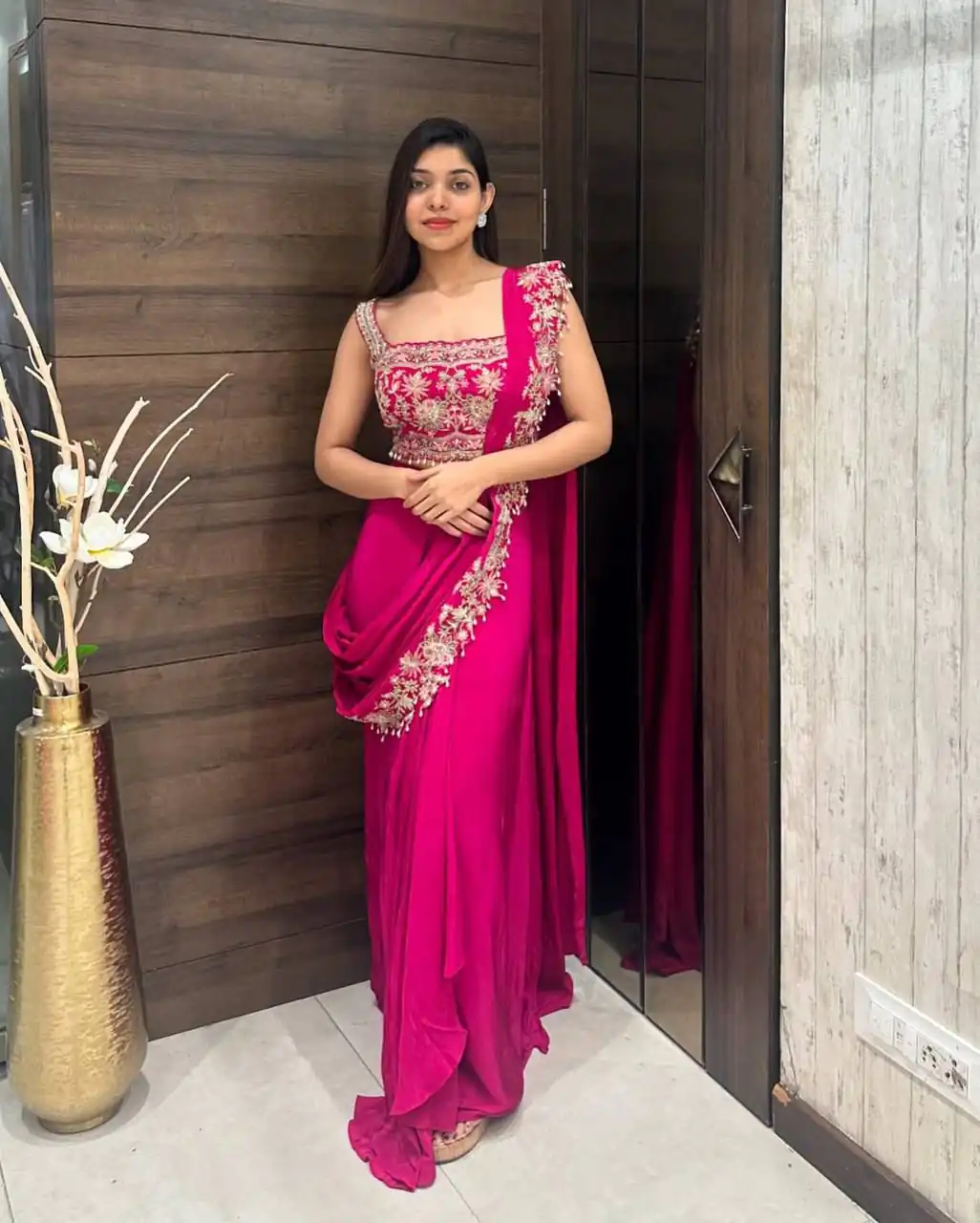 Pink Chinon Embroidery Lace Work Saree | Sarees, Bollywood Sarees, Creative Sarees, Designer Sarees, Embroidered Sarees, Ethnic Saree, Modern Digital sarees, Party Wear Sarees