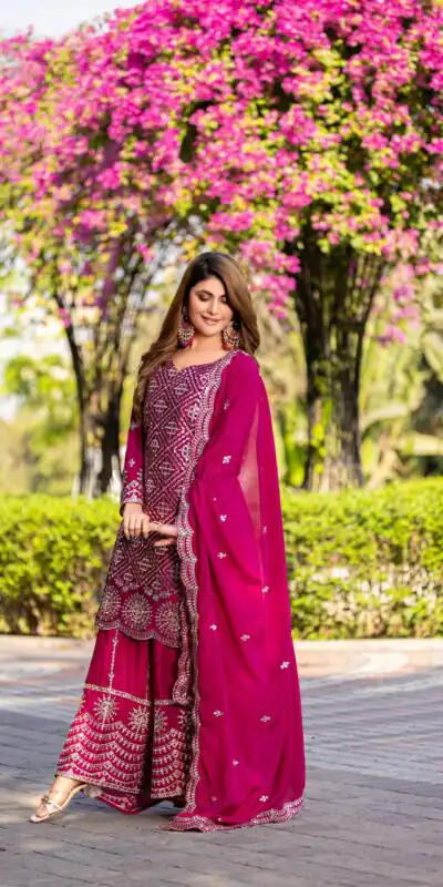 Pink Chinon Embroidery Work Salwar Suit | Jump Suits, Salwar suit, Casual Suits, Creative suits, Designer Suits, Palazzo Suits, Party Wear Suits, Patiala Suits, Straight Suits