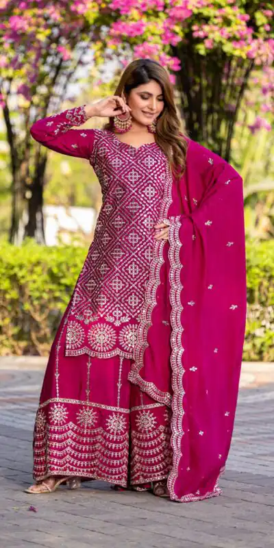 Pink Chinon Embroidery Work Salwar Suit | Jump Suits, Salwar suit, Casual Suits, Creative suits, Designer Suits, Palazzo Suits, Party Wear Suits, Patiala Suits, Straight Suits