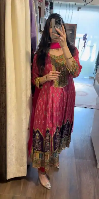 Pink Chinon Lace Mirror Work Salwar Suit | Jump Suits, Salwar suit, Casual Suits, Creative suits, Designer Suits, Palazzo Suits, Party Wear Suits, Patiala Suits, Straight Suits