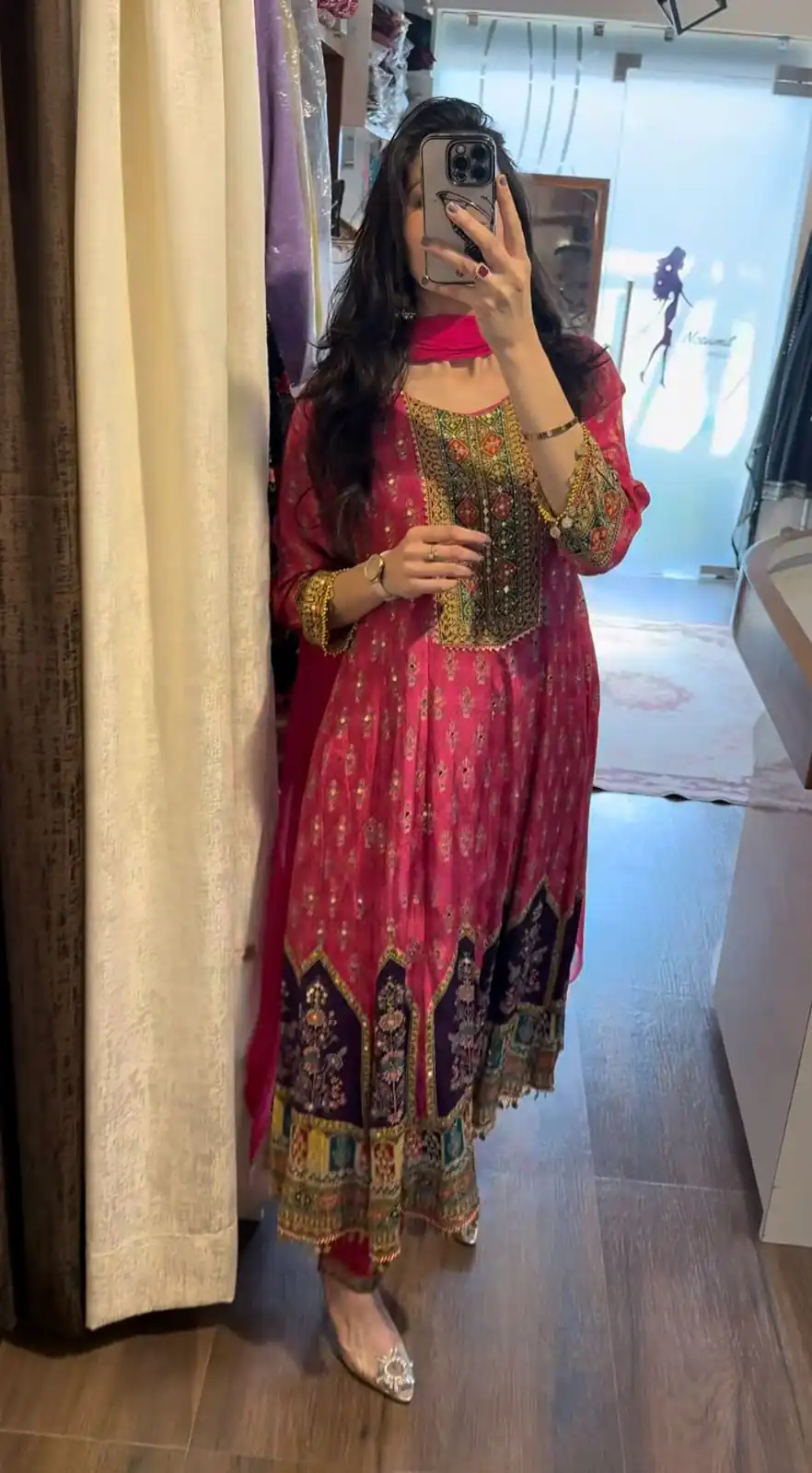 Pink Chinon Lace Mirror Work Salwar Suit | Jump Suits, Salwar suit, Casual Suits, Creative suits, Designer Suits, Palazzo Suits, Party Wear Suits, Patiala Suits, Straight Suits