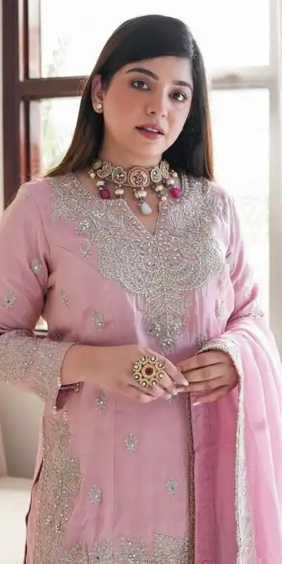 Pink Chinon Sequence Rivet Moti Salwar Suit | Jump Suits, Salwar suit, Casual Suits, Creative suits, Designer Suits, Palazzo Suits, Party Wear Suits, Patiala Suits, Straight Suits