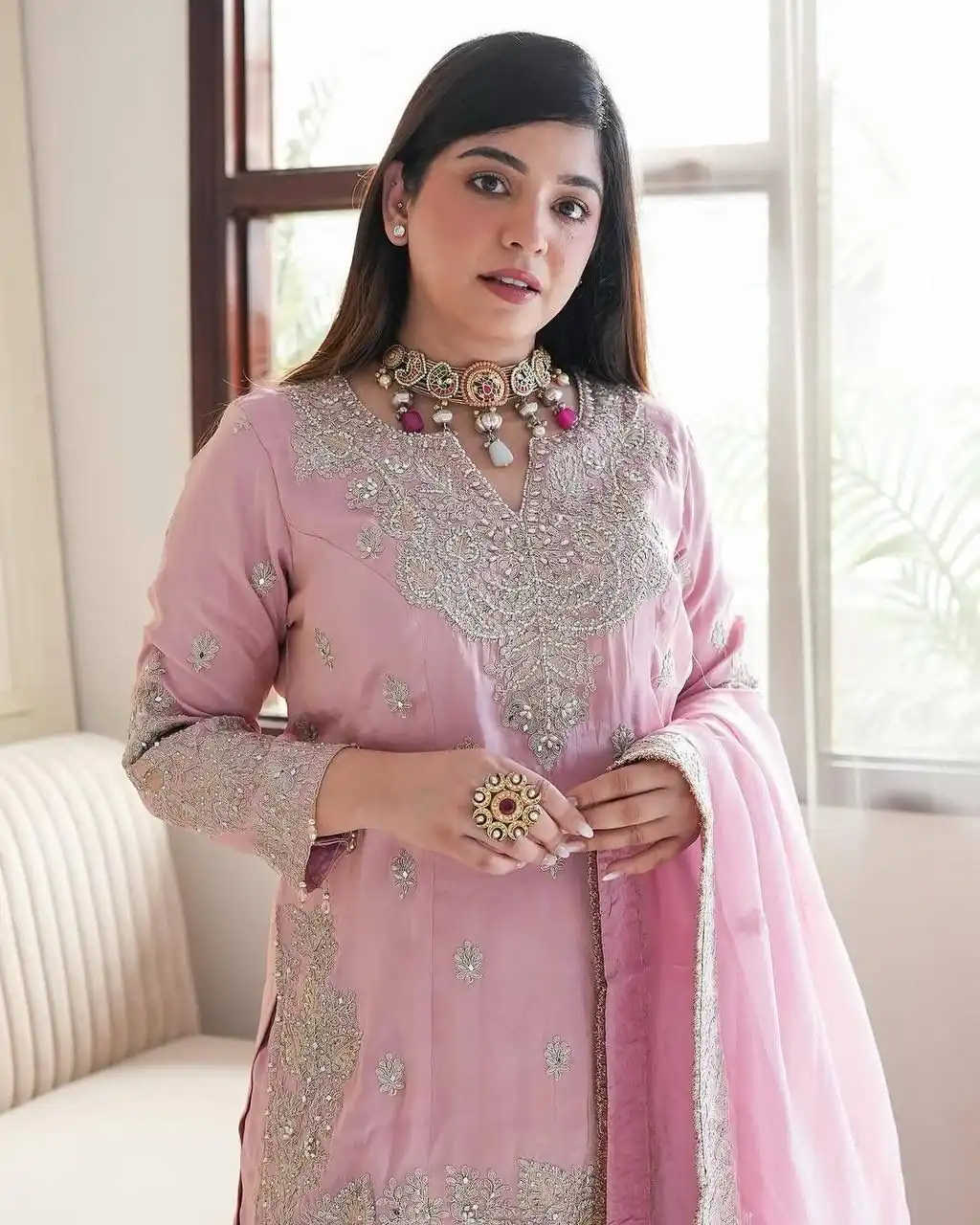 Pink Chinon Sequence Rivet Moti Salwar Suit | Jump Suits, Salwar suit, Casual Suits, Creative suits, Designer Suits, Palazzo Suits, Party Wear Suits, Patiala Suits, Straight Suits