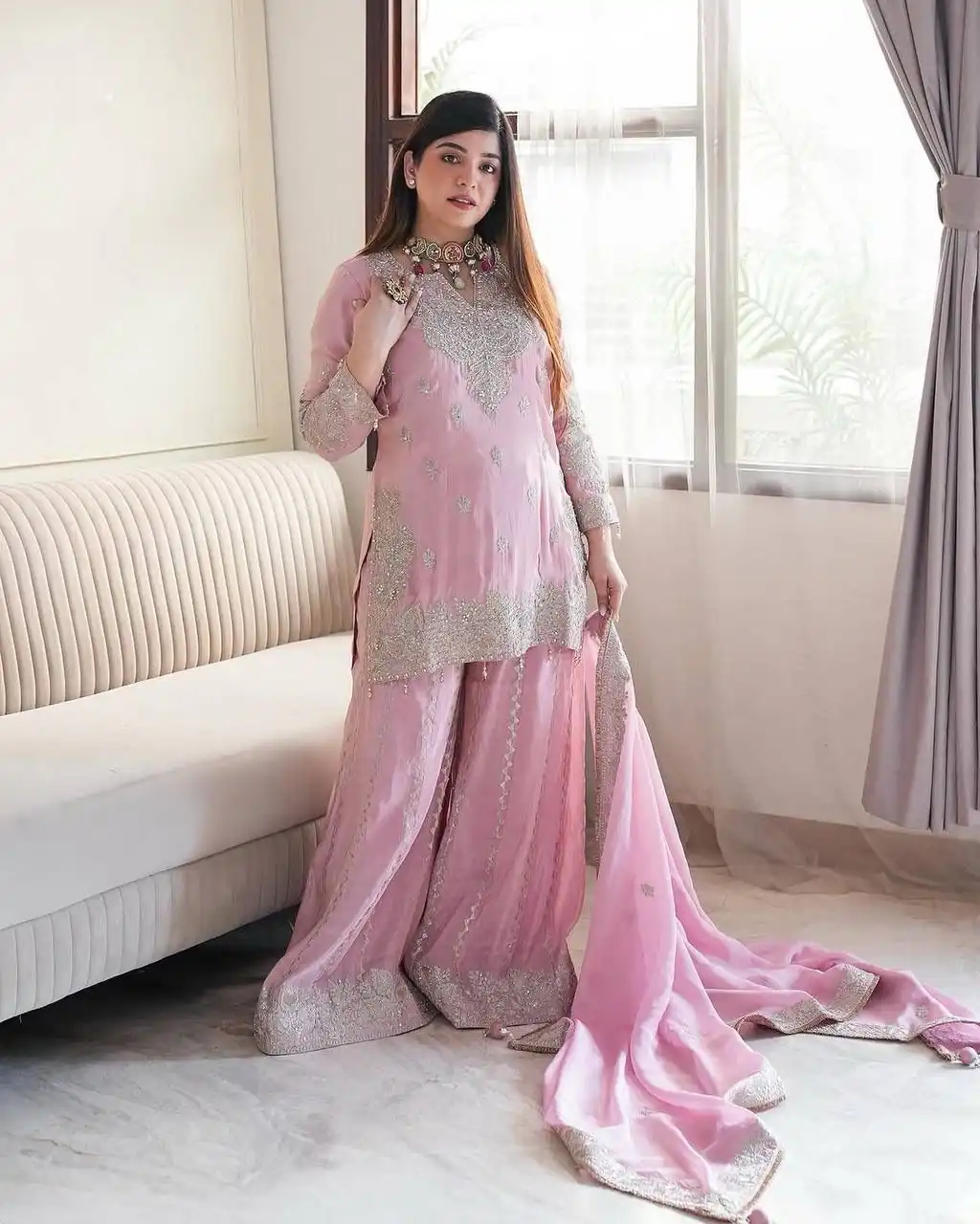 Pink Chinon Sequence Rivet Moti Salwar Suit | Jump Suits, Salwar suit, Casual Suits, Creative suits, Designer Suits, Palazzo Suits, Party Wear Suits, Patiala Suits, Straight Suits