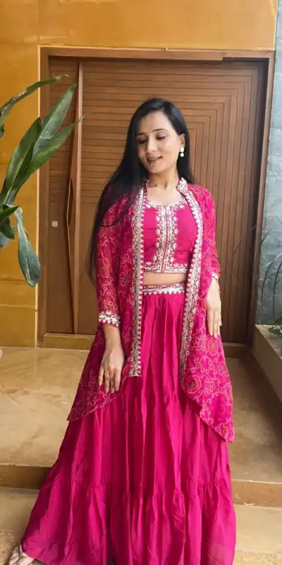 Pink Chinon Thread Embroidery Work Lehenga Choli | Lehenga, Bollywood Lehenga, Creative Lehenga, Designer Lehenga, Embroidered Lehenga, Party Wear Lehenga