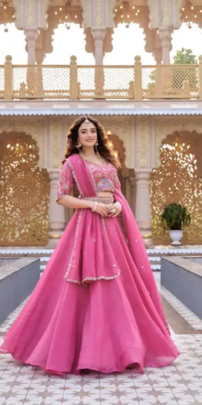 Pink Crunchy Embroidery Work Lehenga Choli | Lehenga, Bollywood Lehenga, Creative Lehenga, Designer Lehenga, Embroidered Lehenga, Party Wear Lehenga