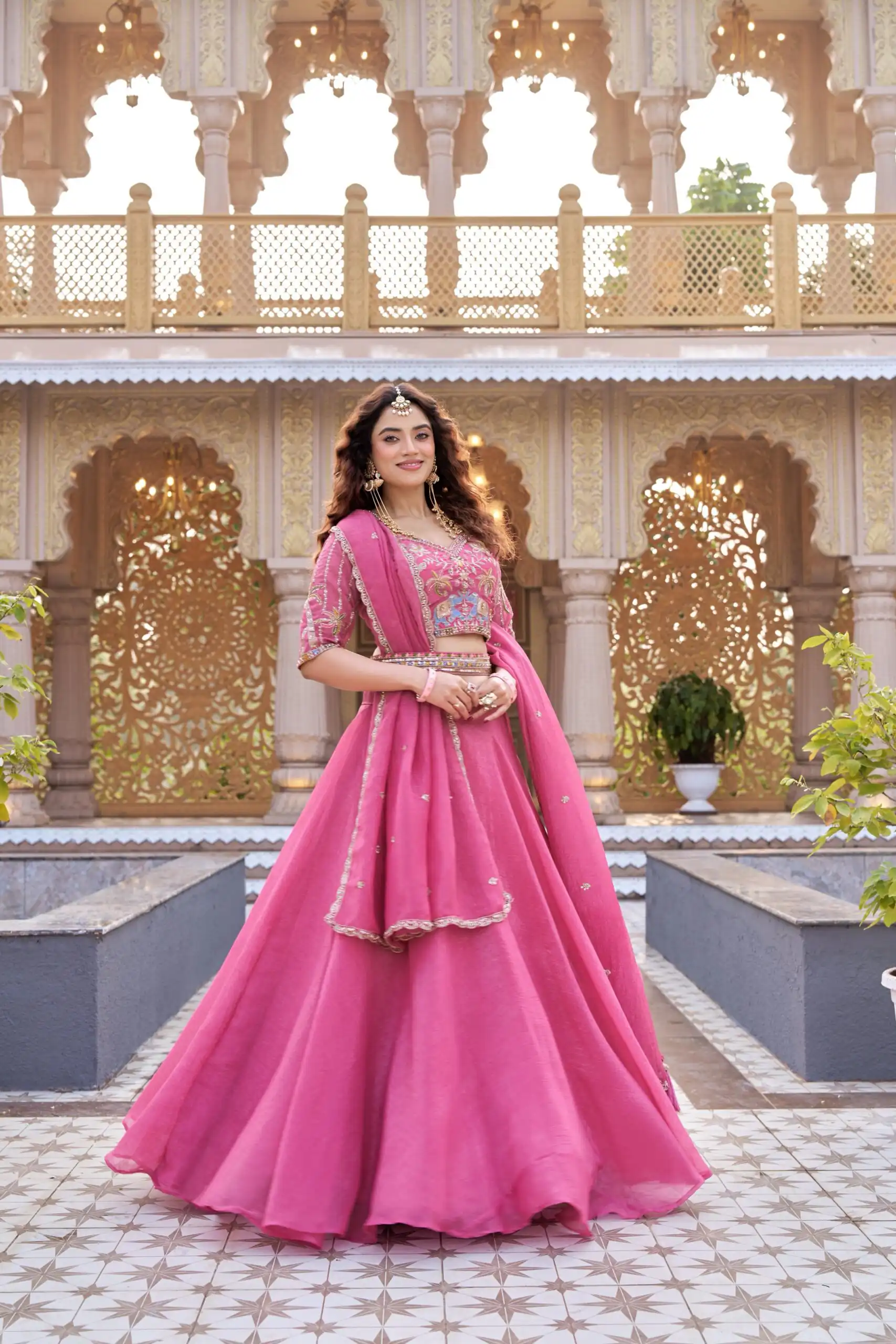 Pink Crunchy Embroidery Work Lehenga Choli | Lehenga, Bollywood Lehenga, Creative Lehenga, Designer Lehenga, Embroidered Lehenga, Party Wear Lehenga