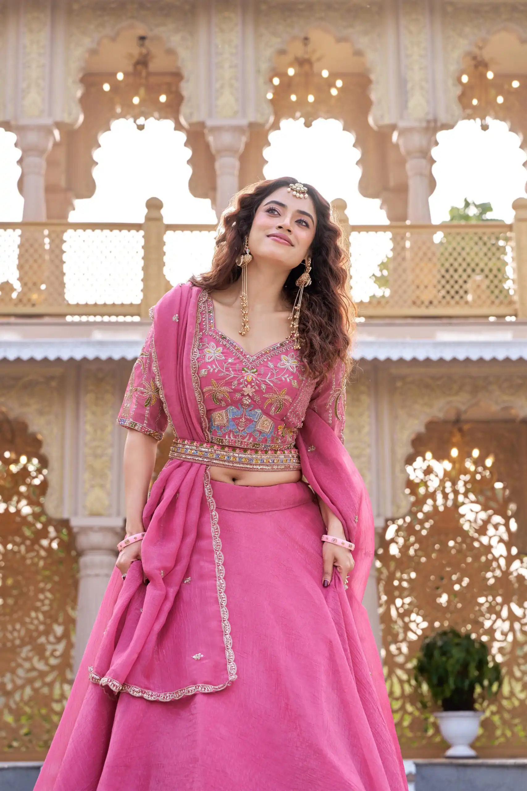 Pink Crunchy Embroidery Work Lehenga Choli | Lehenga, Bollywood Lehenga, Creative Lehenga, Designer Lehenga, Embroidered Lehenga, Party Wear Lehenga