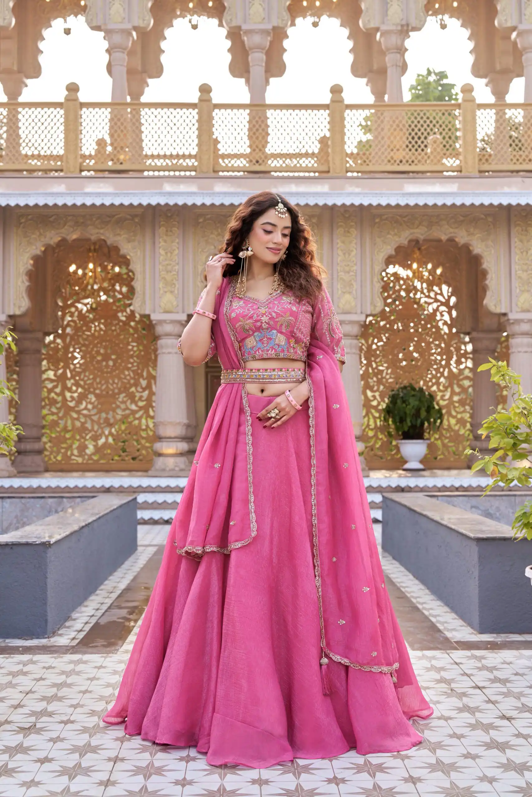 Pink Crunchy Embroidery Work Lehenga Choli | Lehenga, Bollywood Lehenga, Creative Lehenga, Designer Lehenga, Embroidered Lehenga, Party Wear Lehenga