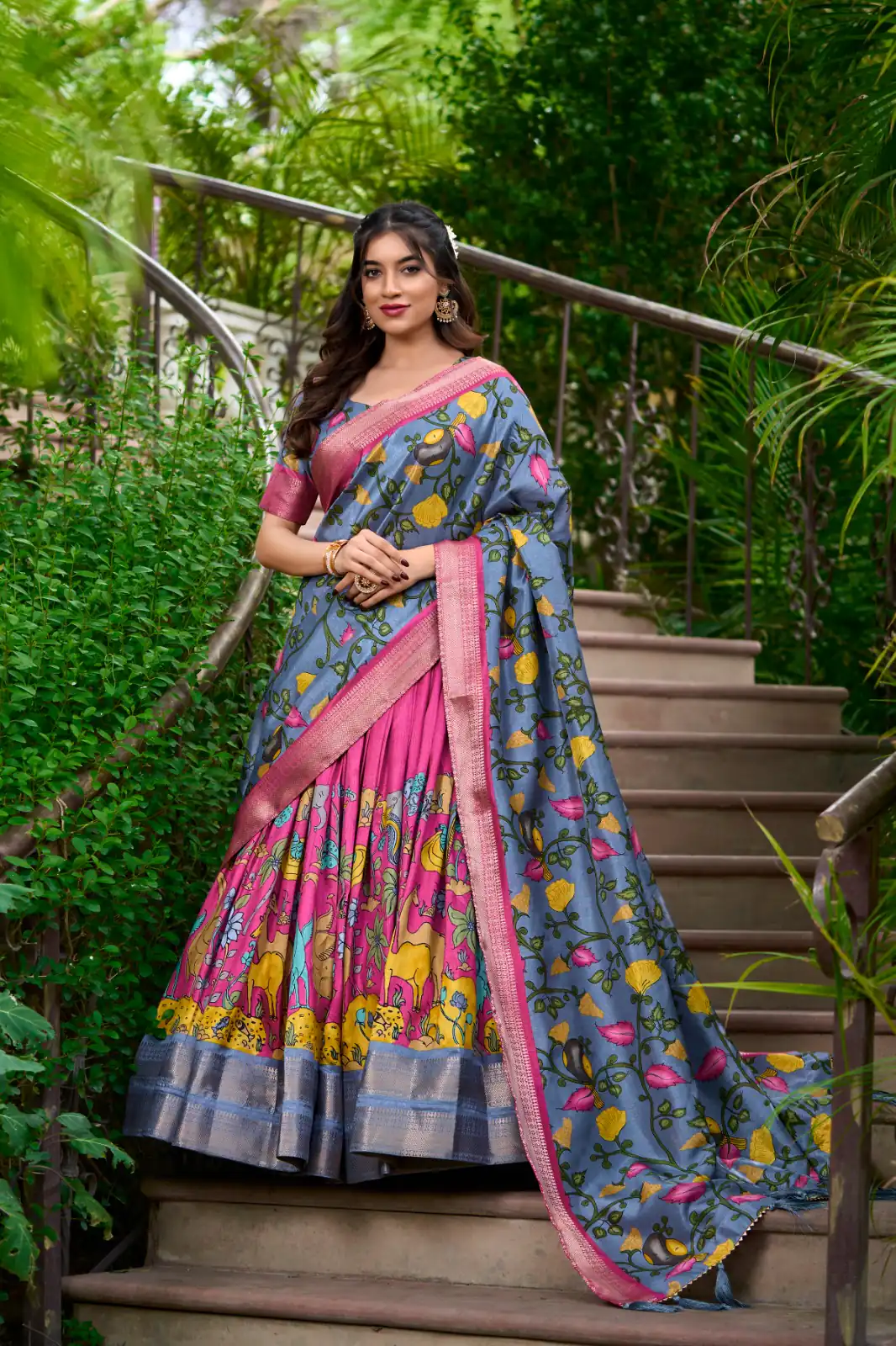 Pink Dola Silk Kalamkari Print Zari Lehenga Choli | Lehenga, Bollywood Lehenga, Creative Lehenga, Designer Lehenga, Embroidered Lehenga, Party Wear Lehenga