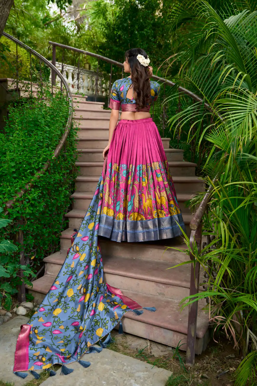 Pink Dola Silk Kalamkari Print Zari Lehenga Choli | Lehenga, Bollywood Lehenga, Creative Lehenga, Designer Lehenga, Embroidered Lehenga, Party Wear Lehenga