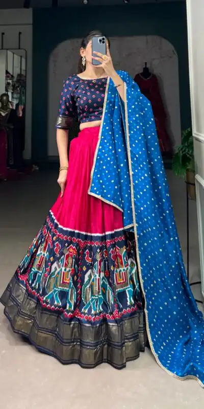 Pink Dola Silk Patola Print Foil Lehenga Choli | Lehenga, Bollywood Lehenga, Creative Lehenga, Designer Lehenga, Embroidered Lehenga, Party Wear Lehenga
