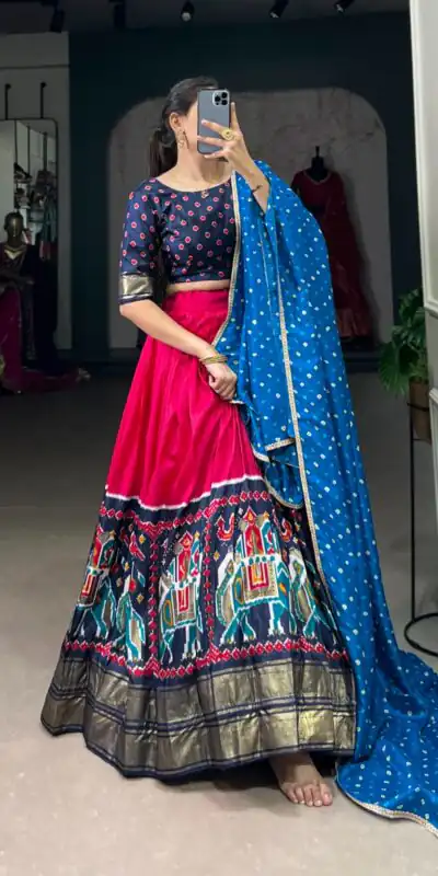 Pink Dola Silk Patola Print Foil Lehenga Choli | Lehenga, Bollywood Lehenga, Creative Lehenga, Designer Lehenga, Embroidered Lehenga, Party Wear Lehenga