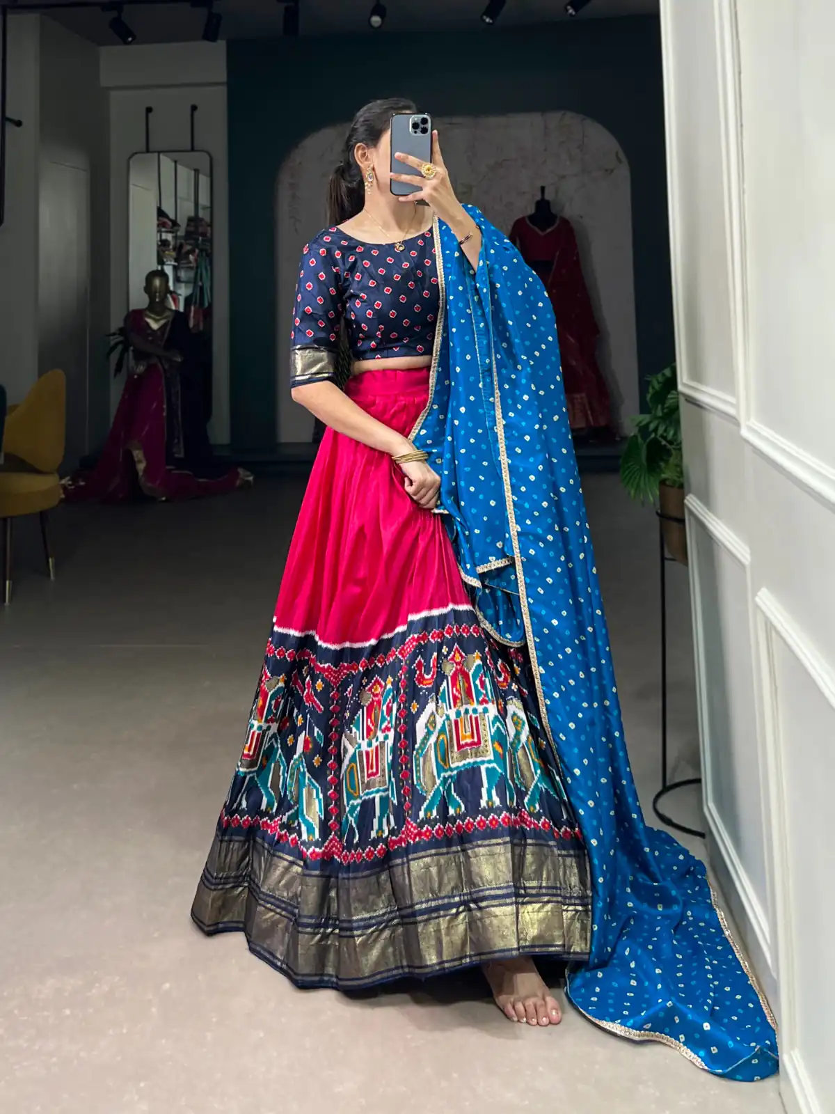Pink Dola Silk Patola Print Foil Lehenga Choli | Lehenga, Bollywood Lehenga, Creative Lehenga, Designer Lehenga, Embroidered Lehenga, Party Wear Lehenga
