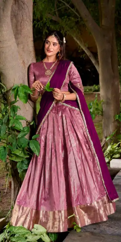 Pink Dupion Silk Zari Work Lehenga Choli | Lehenga, Bollywood Lehenga, Creative Lehenga, Designer Lehenga, Embroidered Lehenga, Party Wear Lehenga