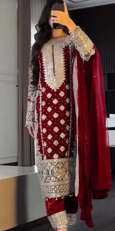 Pink Faux Georgette Embroidery Salwar Suit | Jump Suits, Salwar suit, Casual Suits, Creative suits, Designer Suits, Palazzo Suits, Party Wear Suits, Patiala Suits, Straight Suits