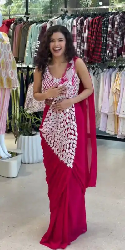 Pink Faux Georgette Embroidery Sequins Work Saree | Sarees, Bollywood Sarees, Creative Sarees, Designer Sarees, Embroidered Sarees, Ethnic Saree, Modern Digital sarees, Party Wear Sarees