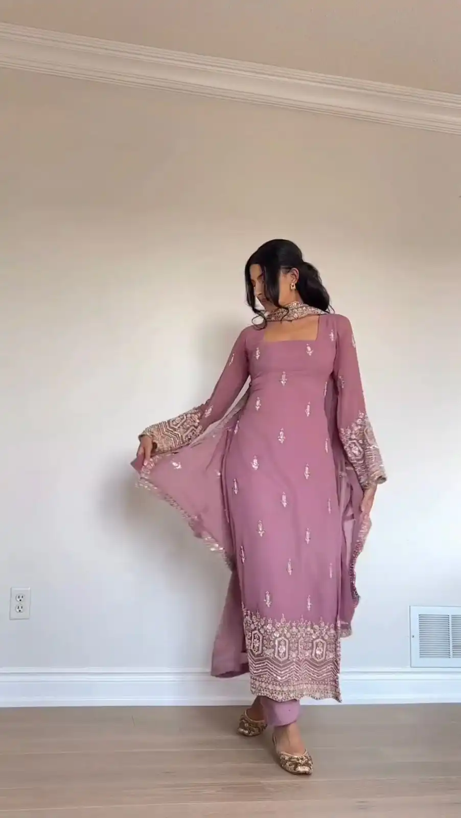 Pink Faux Georgette Thread Embroidery Work Salwar Suit | Jump Suits, Tops & Bottoms, Track Suits, Salwar suit, Casual Suits, Creative suits, Designer Suits, Palazzo Suits, Party Wear Suits, Patiala Suits, Straight Suits, Trendy Wear