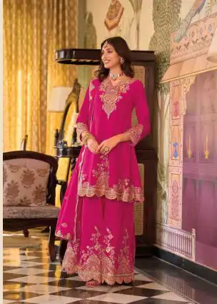 Pink Faux Georgette Thread Work Salwar Suit | Jump Suits, Salwar suit, Casual Suits, Creative suits, Designer Suits, Palazzo Suits, Party Wear Suits, Patiala Suits, Straight Suits