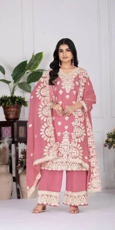 Pink Faux Georgette With Embroider Salwar Suit | Jump Suits, Salwar suit, Casual Suits, Creative suits, Designer Suits, Palazzo Suits, Party Wear Suits, Patiala Suits, Straight Suits