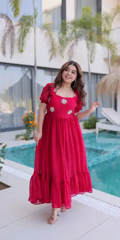 Pink Fendi Silk Embroidery Bead Work Gown | Gowns, Bollywood Gowns, Creative Gowns, Designer Gowns, Embroidered Gowns, Party Wear Gowns