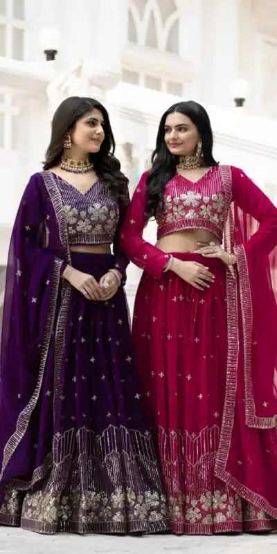 Pink Fox Georgette Embroidery Work Lehenga Choli | Lehenga, Bollywood Lehenga, Creative Lehenga, Designer Lehenga, Embroidered Lehenga, Party Wear Lehenga