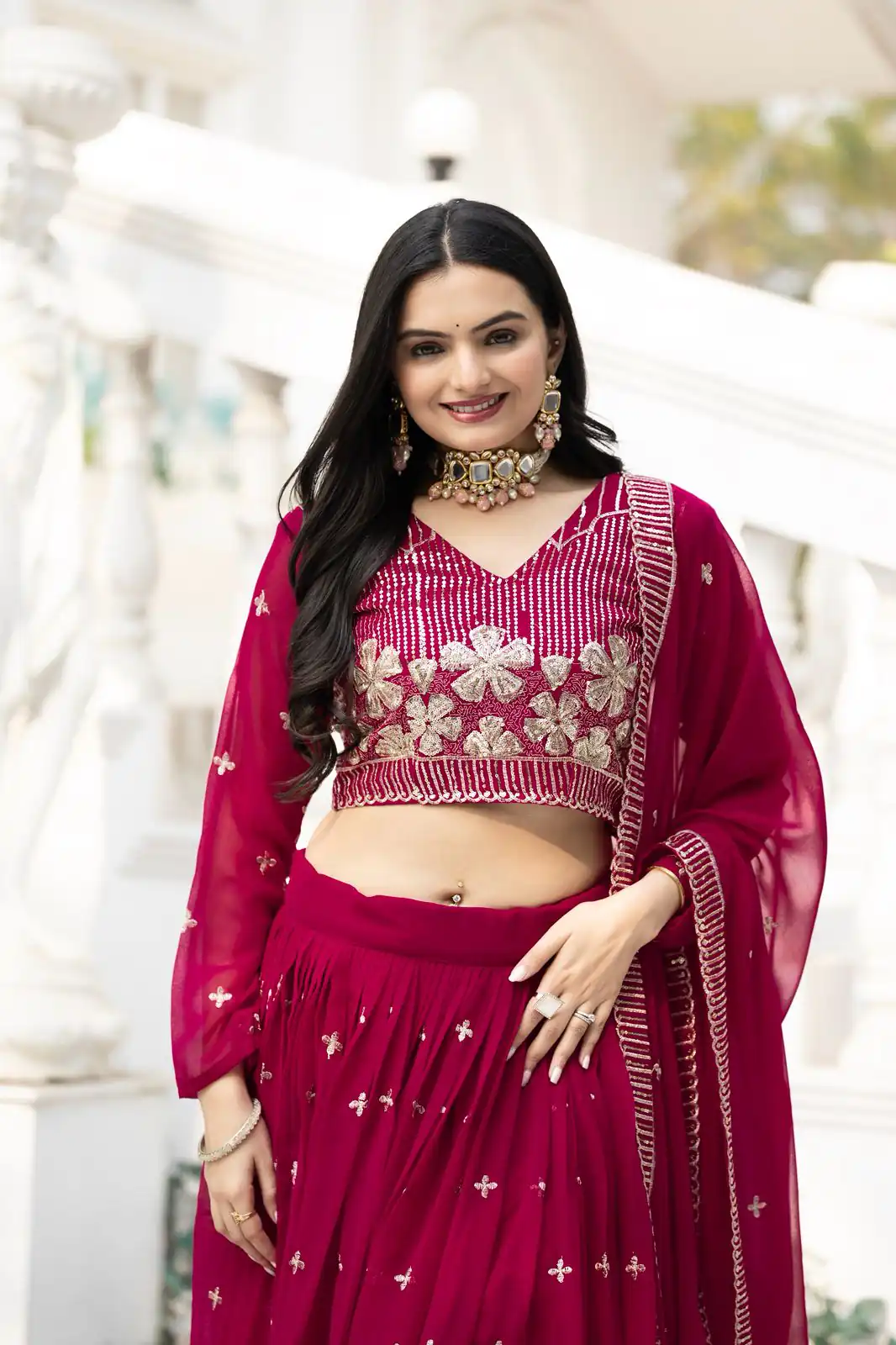 Pink Fox Georgette Embroidery Work Lehenga Choli | Lehenga, Bollywood Lehenga, Creative Lehenga, Designer Lehenga, Embroidered Lehenga, Party Wear Lehenga