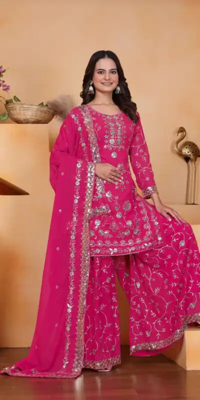 Pink Fox Georgette With Embroidery Work Salwar Suit | Jump Suits, Salwar suit, Casual Suits, Creative suits, Designer Suits, Palazzo Suits, Party Wear Suits, Patiala Suits, Straight Suits