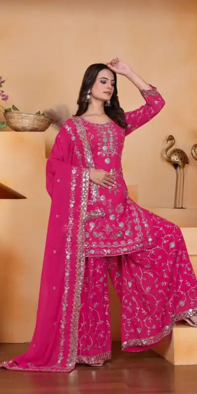 Pink Fox Georgette With Embroidery Work Salwar Suit | Jump Suits, Salwar suit, Casual Suits, Creative suits, Designer Suits, Palazzo Suits, Party Wear Suits, Patiala Suits, Straight Suits