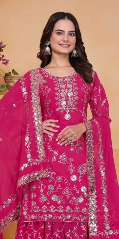 Pink Fox Georgette With Embroidery Work Salwar Suit | Jump Suits, Salwar suit, Casual Suits, Creative suits, Designer Suits, Palazzo Suits, Party Wear Suits, Patiala Suits, Straight Suits