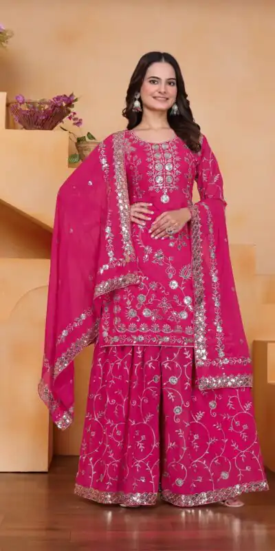 Pink Fox Georgette With Embroidery Work Salwar Suit | Jump Suits, Salwar suit, Casual Suits, Creative suits, Designer Suits, Palazzo Suits, Party Wear Suits, Patiala Suits, Straight Suits