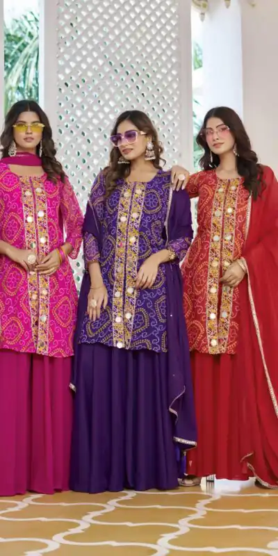 Pink Georgette Badhani Print Embroidery Work Salwar Suit | Jump Suits, Tops & Bottoms, Track Suits, Salwar suit, Casual Suits, Creative suits, Designer Suits, Palazzo Suits, Party Wear Suits, Patiala Suits, Straight Suits, Trendy Wear