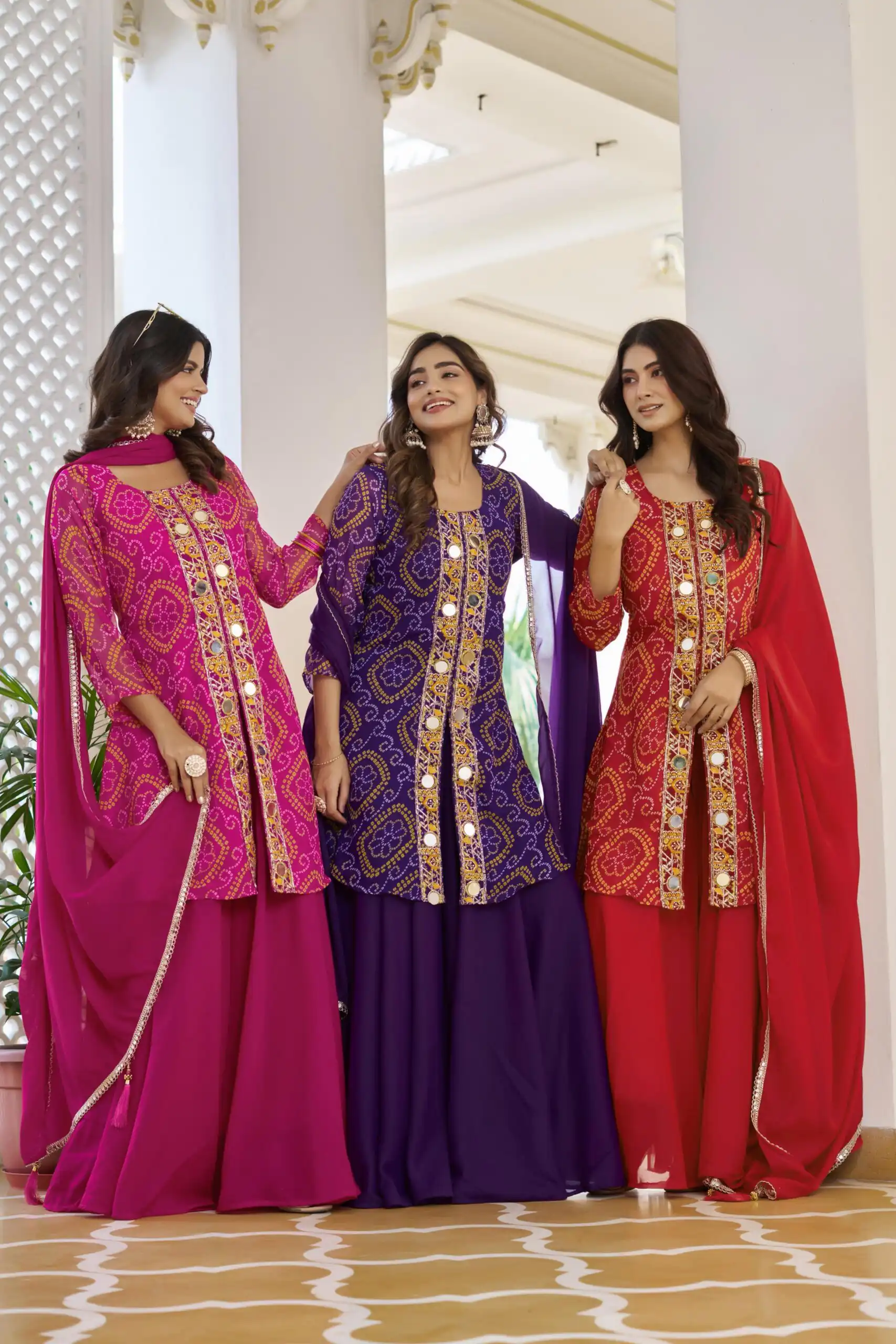 Pink Georgette Badhani Print Embroidery Work Salwar Suit | Jump Suits, Tops & Bottoms, Track Suits, Salwar suit, Casual Suits, Creative suits, Designer Suits, Palazzo Suits, Party Wear Suits, Patiala Suits, Straight Suits, Trendy Wear