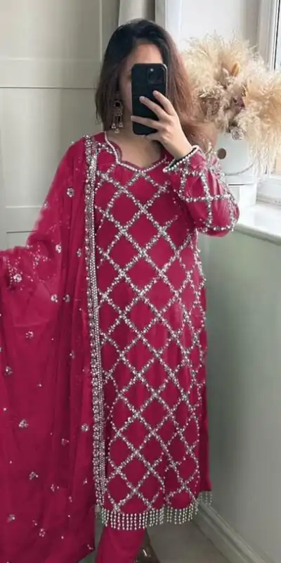 Pink Georgette Embroidered Hand Work Salwar Suit | Jump Suits, Salwar suit, Casual Suits, Creative suits, Designer Suits, Palazzo Suits, Party Wear Suits, Patiala Suits, Straight Suits