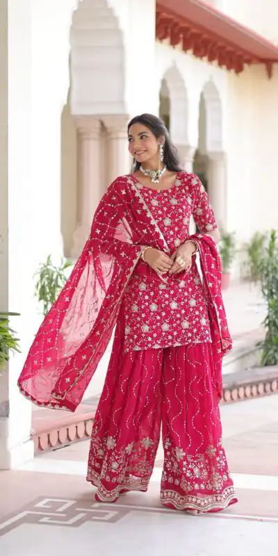 Pink Georgette Embroidery Sequins Work Salwar Suit | Jump Suits, Salwar suit, Casual Suits, Creative suits, Designer Suits, Palazzo Suits, Party Wear Suits, Patiala Suits, Straight Suits