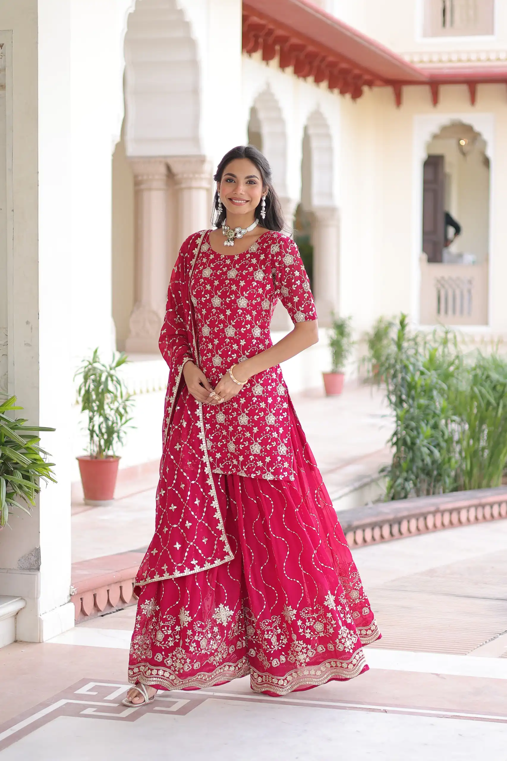 Pink Georgette Embroidery Sequins Work Salwar Suit | Jump Suits, Salwar suit, Casual Suits, Creative suits, Designer Suits, Palazzo Suits, Party Wear Suits, Patiala Suits, Straight Suits