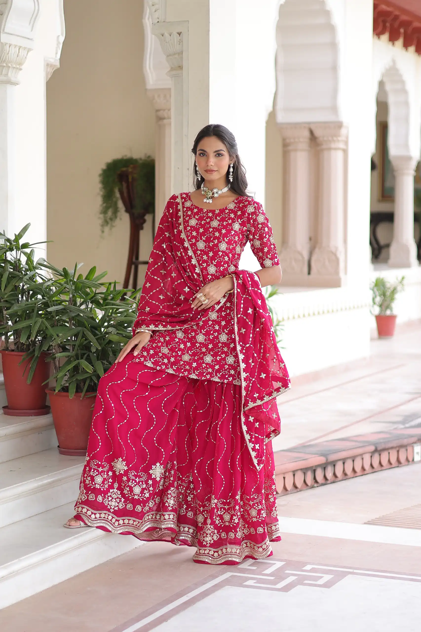 Pink Georgette Embroidery Sequins Work Salwar Suit | Jump Suits, Salwar suit, Casual Suits, Creative suits, Designer Suits, Palazzo Suits, Party Wear Suits, Patiala Suits, Straight Suits