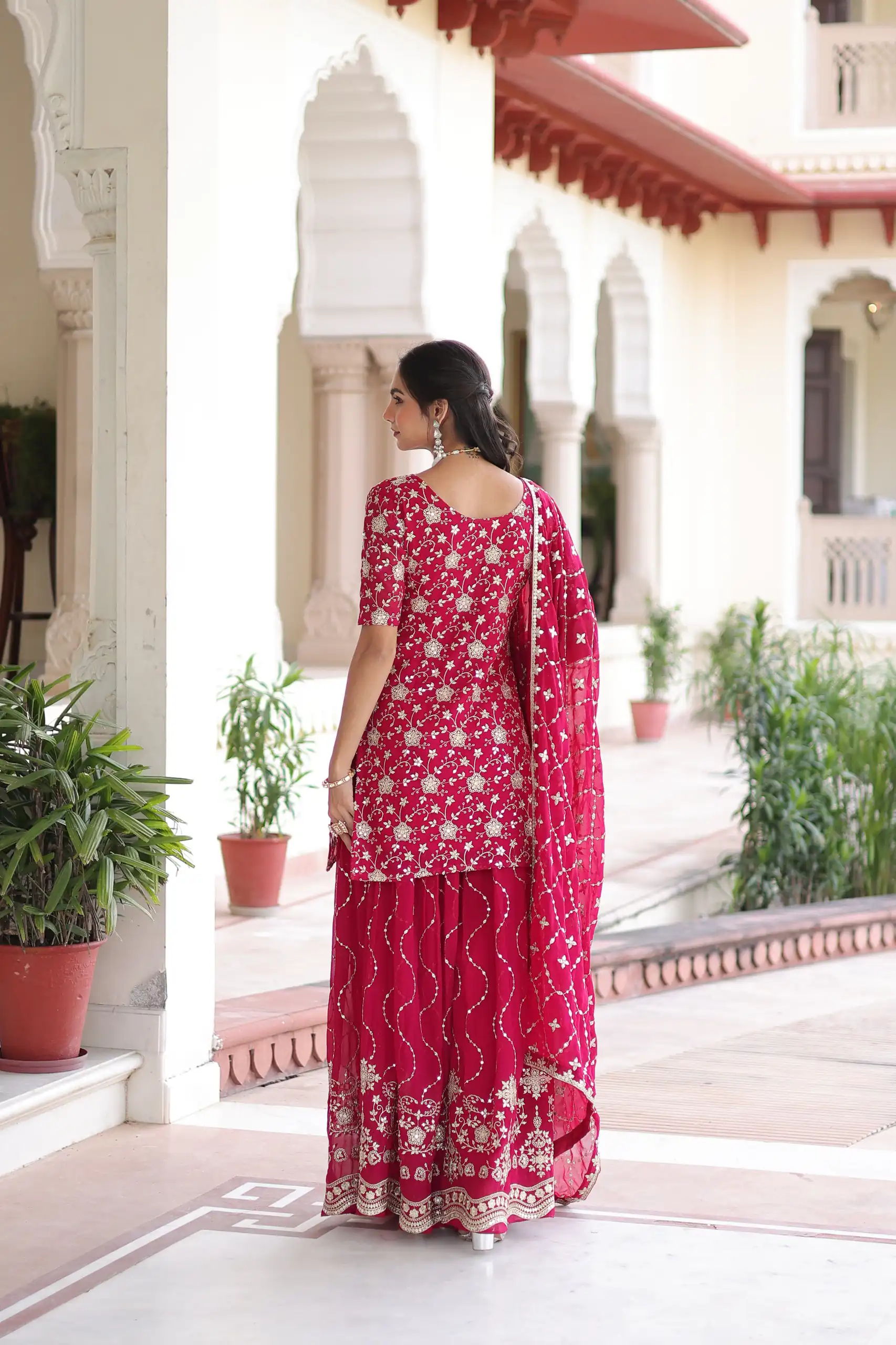 Pink Georgette Embroidery Sequins Work Salwar Suit | Jump Suits, Salwar suit, Casual Suits, Creative suits, Designer Suits, Palazzo Suits, Party Wear Suits, Patiala Suits, Straight Suits