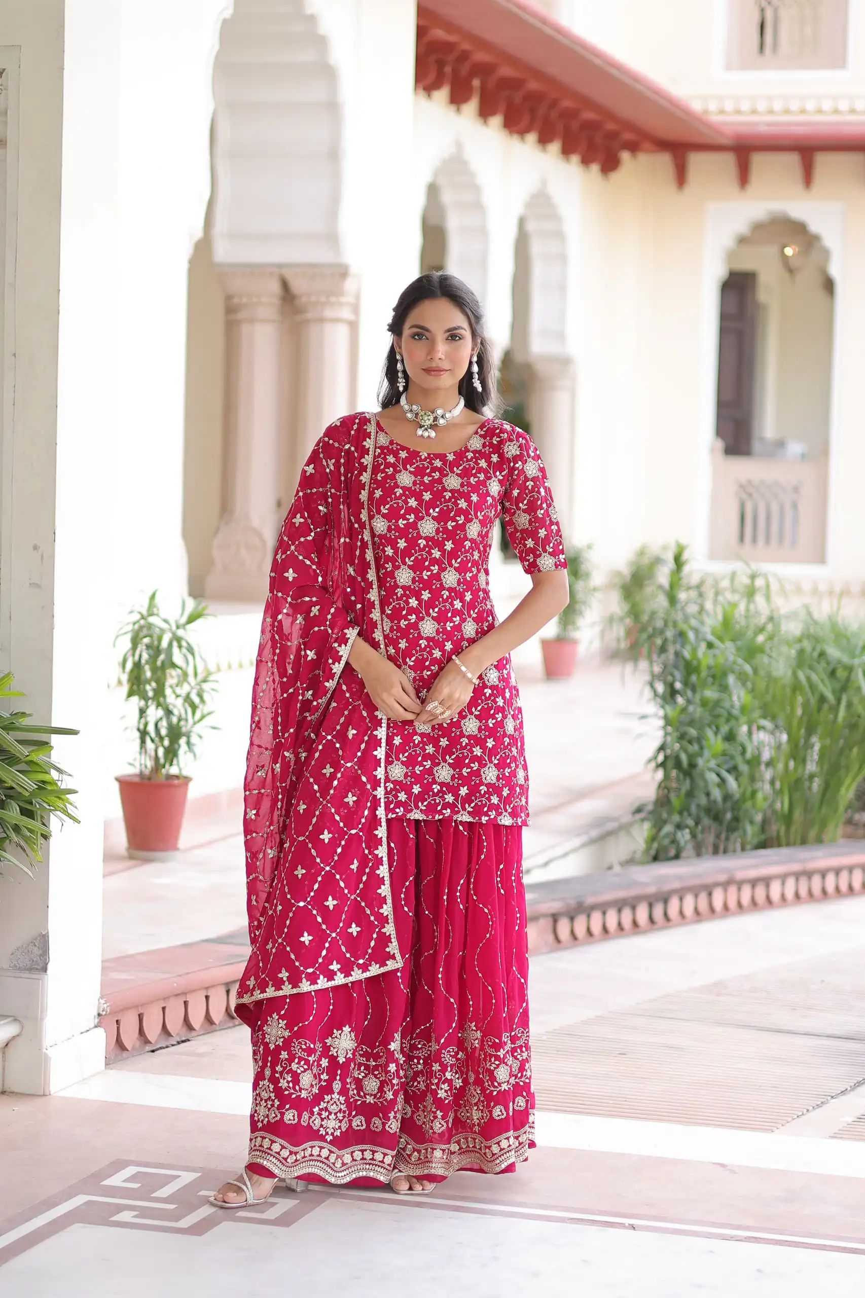 Pink Georgette Embroidery Sequins Work Salwar Suit | Jump Suits, Salwar suit, Casual Suits, Creative suits, Designer Suits, Palazzo Suits, Party Wear Suits, Patiala Suits, Straight Suits