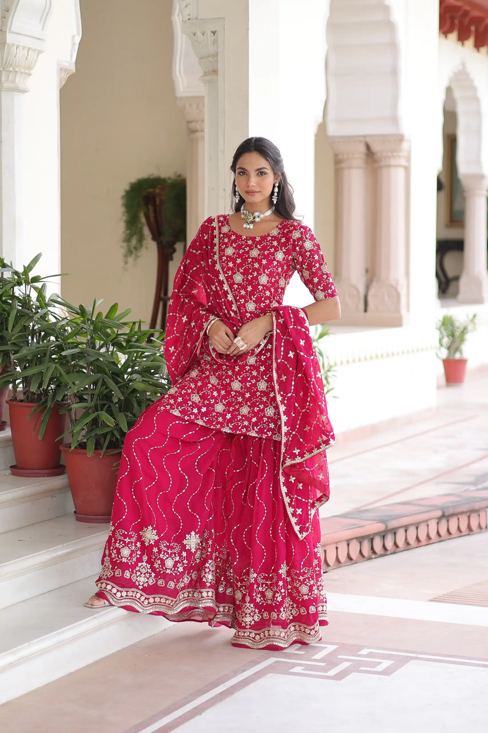 Pink Georgette Embroidery Sequins Work Salwar Suit | Jump Suits, Salwar suit, Casual Suits, Creative suits, Designer Suits, Palazzo Suits, Party Wear Suits, Patiala Suits, Straight Suits