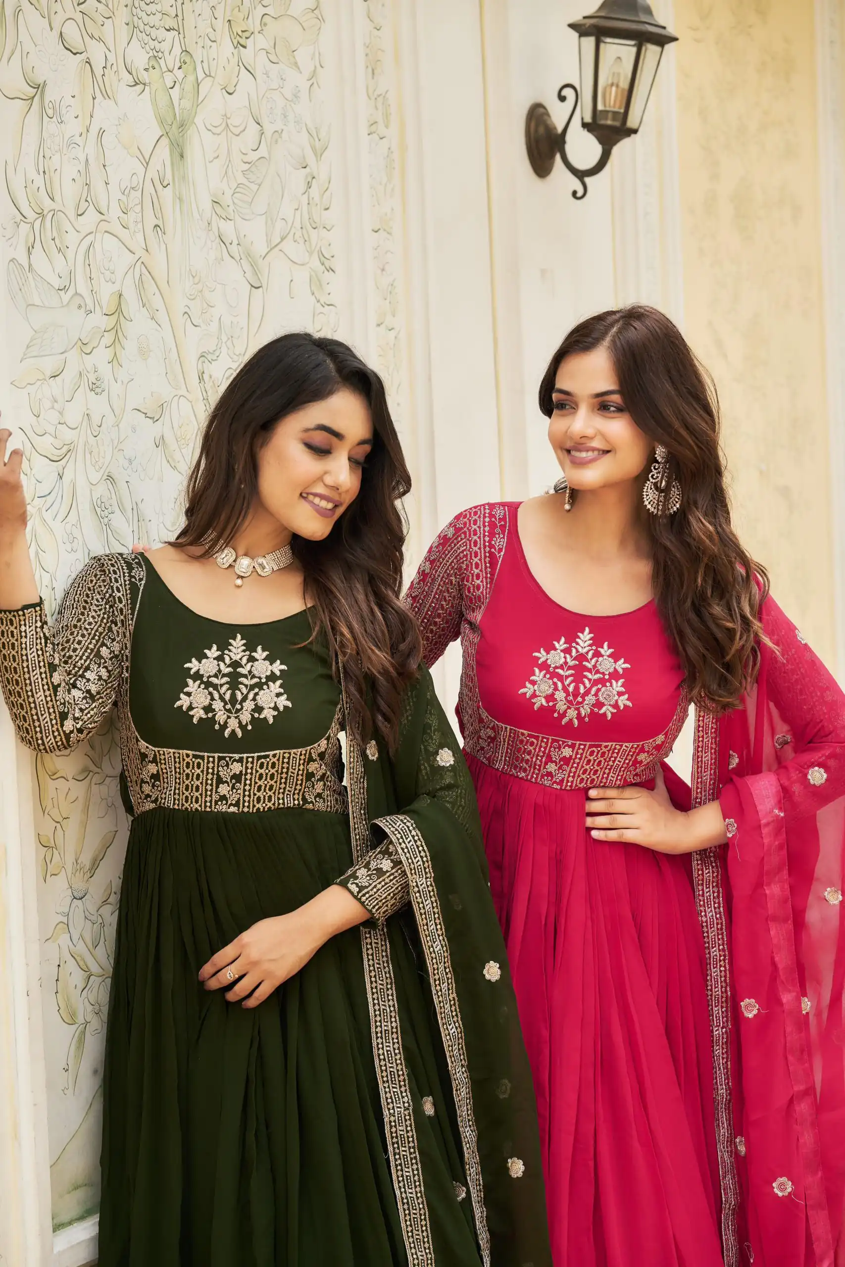 Pink Georgette Sequence Embroidery Gown | Gowns, Bollywood Gowns, Creative Gowns, Designer Gowns, Embroidered Gowns, Party Wear Gowns