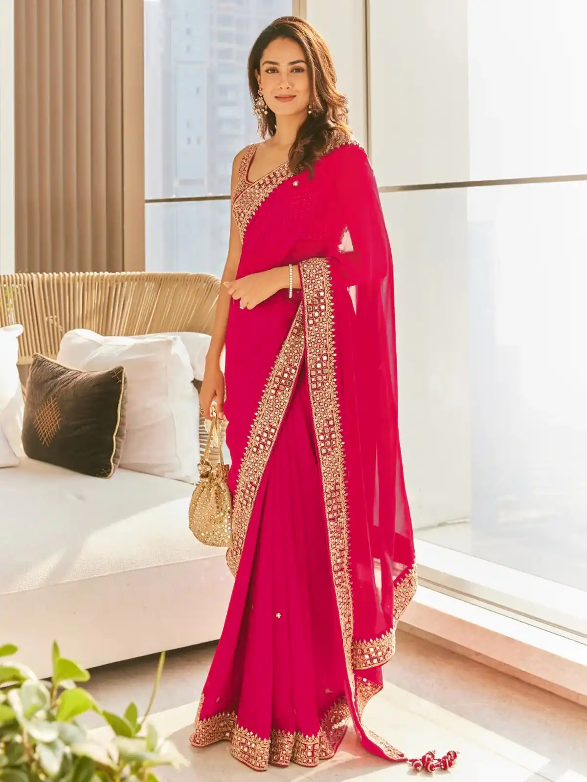 Pink Georgette Thread Sequence Work Saree | Sarees, Bollywood Sarees, Creative Sarees, Designer Sarees, Embroidered Sarees, Ethnic Saree, Modern Digital sarees, Party Wear Sarees