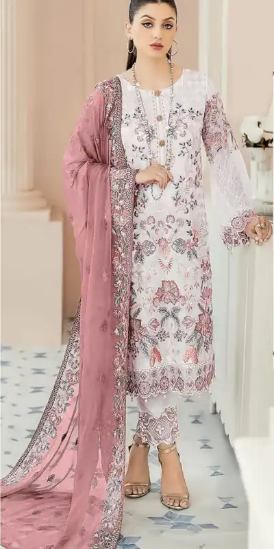 Pink Georgette With Embroidery Work Salwar Suit | Jump Suits, Salwar suit, Casual Suits, Creative suits, Designer Suits, Palazzo Suits, Party Wear Suits, Patiala Suits, Straight Suits
