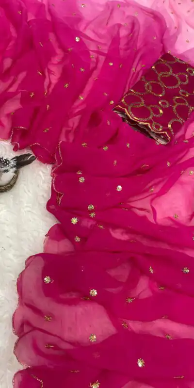 Pink Georgette With Sequence Worked Butti Saree | Sarees, Bollywood Sarees, Creative Sarees, Designer Sarees, Embroidered Sarees, Ethnic Saree, Modern Digital sarees, Party Wear Sarees