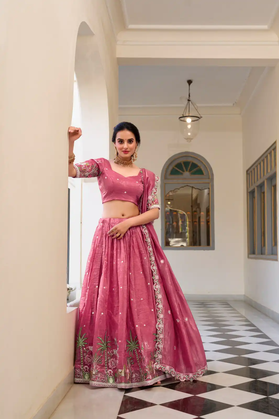 Pink Gold Crush Sequins Embroidery Work Lehenga Choli | Lehenga, Bollywood Lehenga, Creative Lehenga, Designer Lehenga, Embroidered Lehenga, Party Wear Lehenga