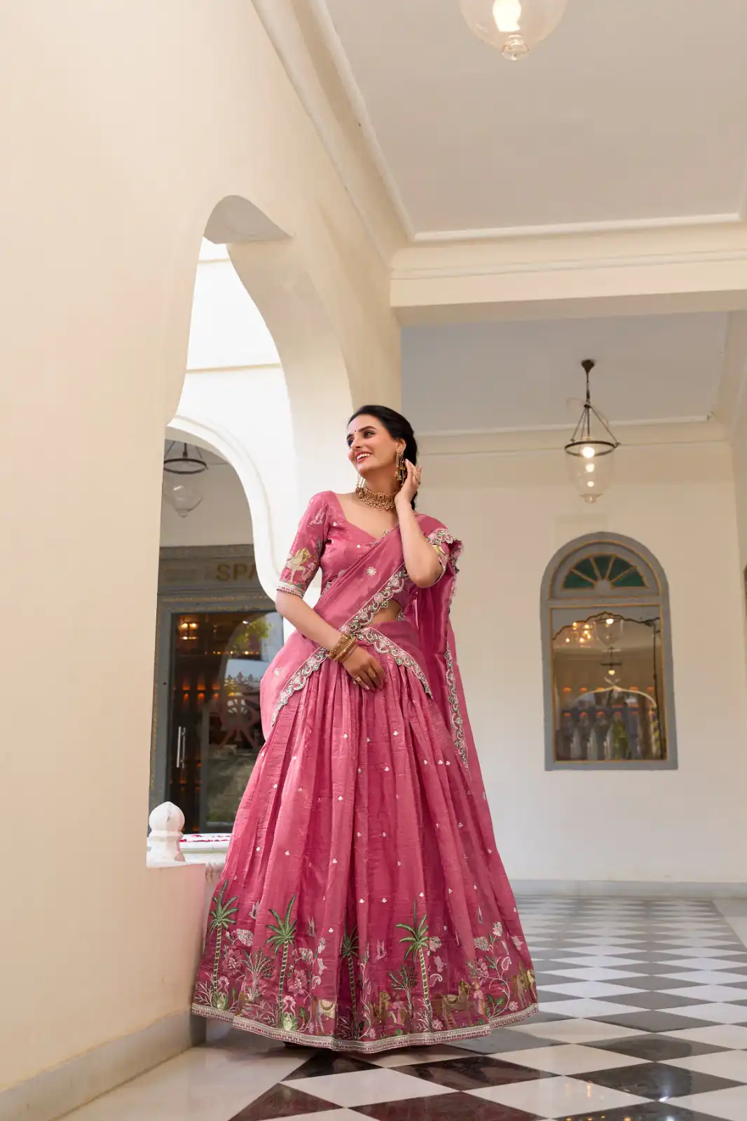 Pink Gold Crush Sequins Embroidery Work Lehenga Choli | Lehenga, Bollywood Lehenga, Creative Lehenga, Designer Lehenga, Embroidered Lehenga, Party Wear Lehenga