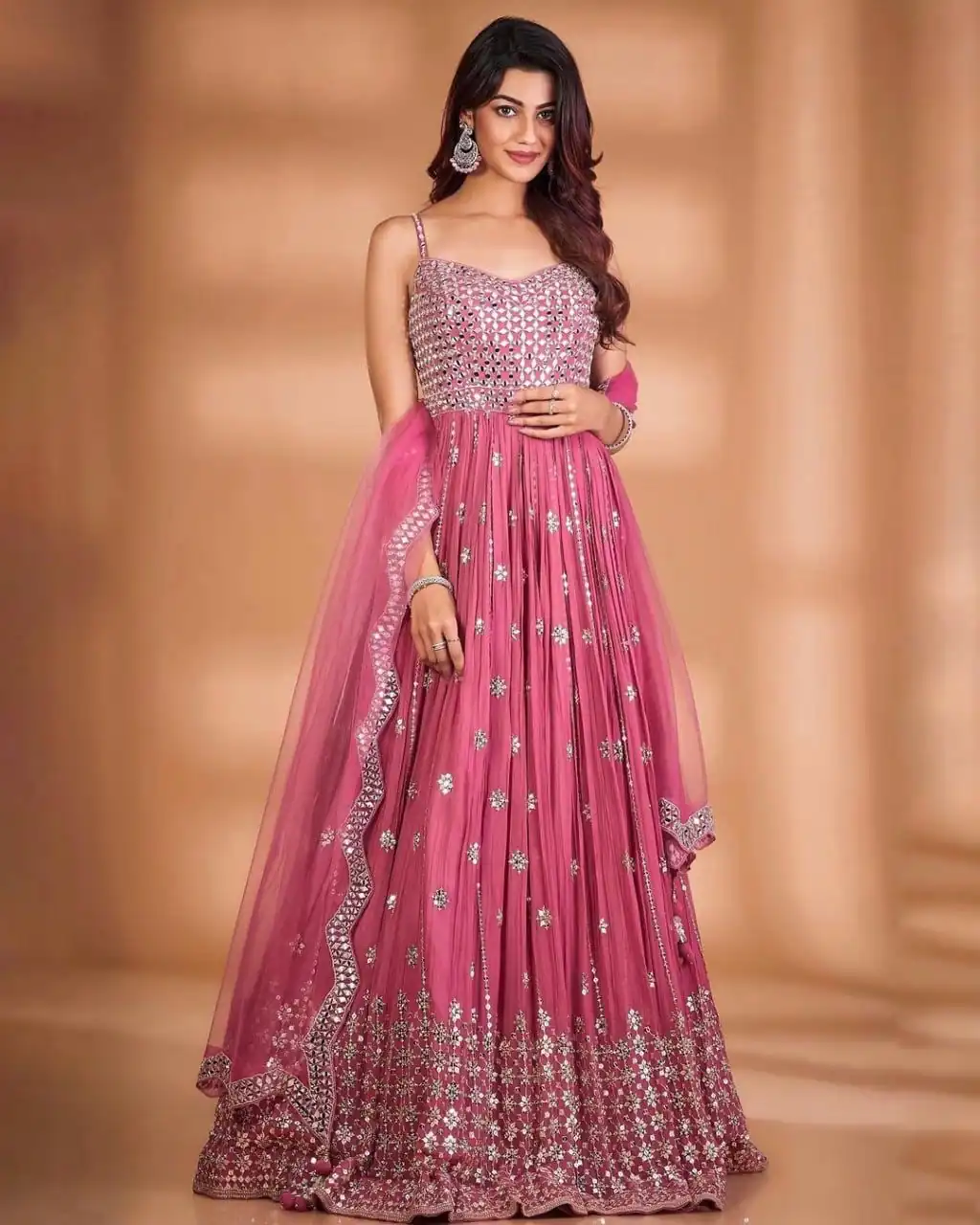 Pink Gown with Heavy Sequins Work | Gowns, Bollywood Gowns, Creative Gowns, Designer Gowns, Embroidered Gowns, Party Wear Gowns