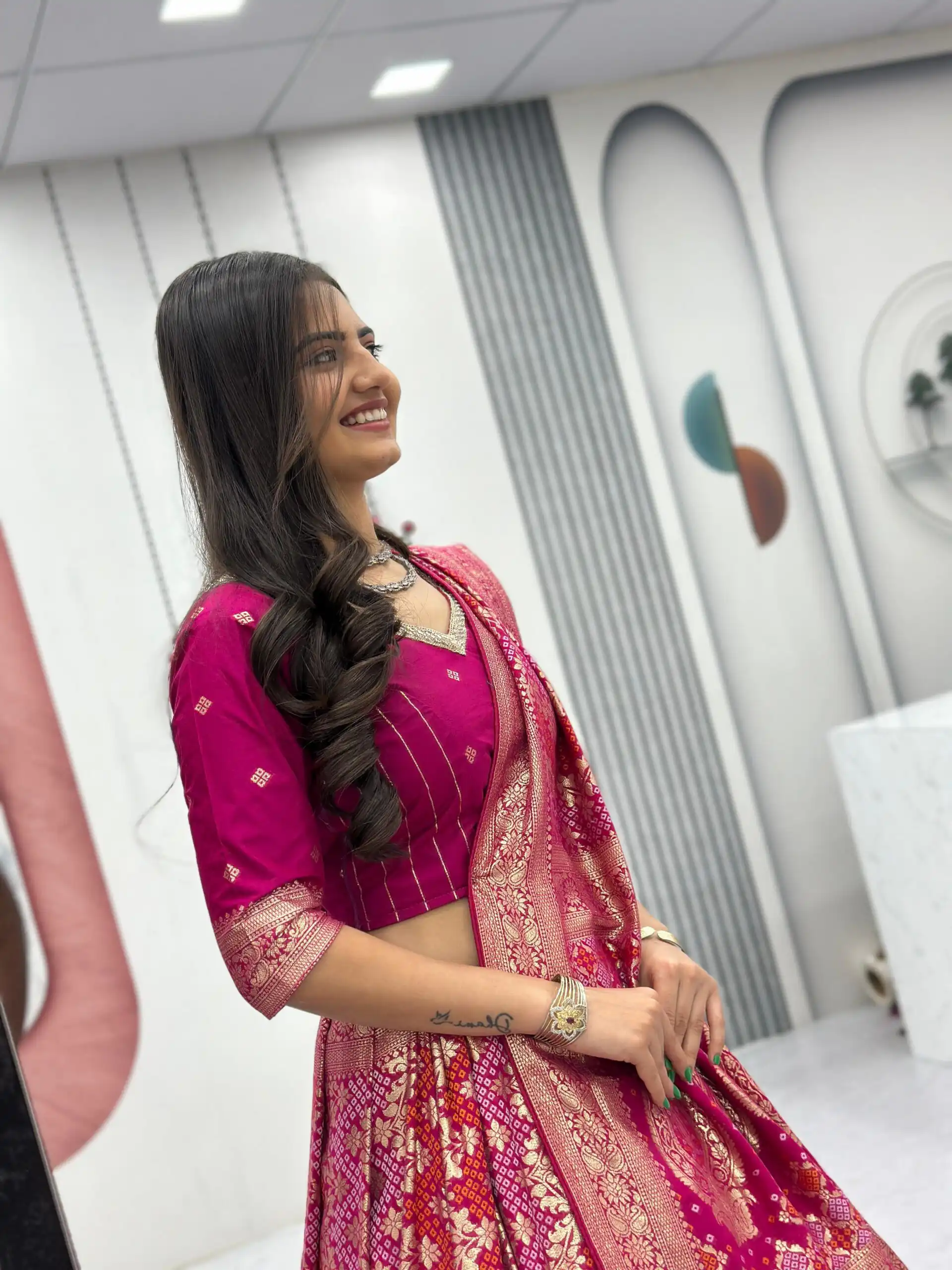 Pink Jacquard Silk Moti Work Lehenga Choli | Lehenga, Bollywood Lehenga, Creative Lehenga, Designer Lehenga, Embroidered Lehenga, Party Wear Lehenga